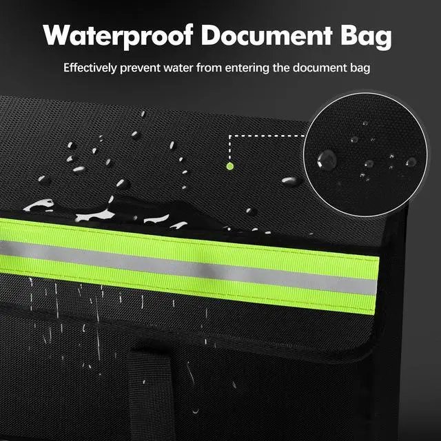 Alt view image 4 of 6 - Large Fireproof Document Bag for Home Safe Storage, 24 x 12 x 12in, Black | 2000°F Fireproof document box, 4-layer fiberglass important document storage for photo, file and cash with reflective strip