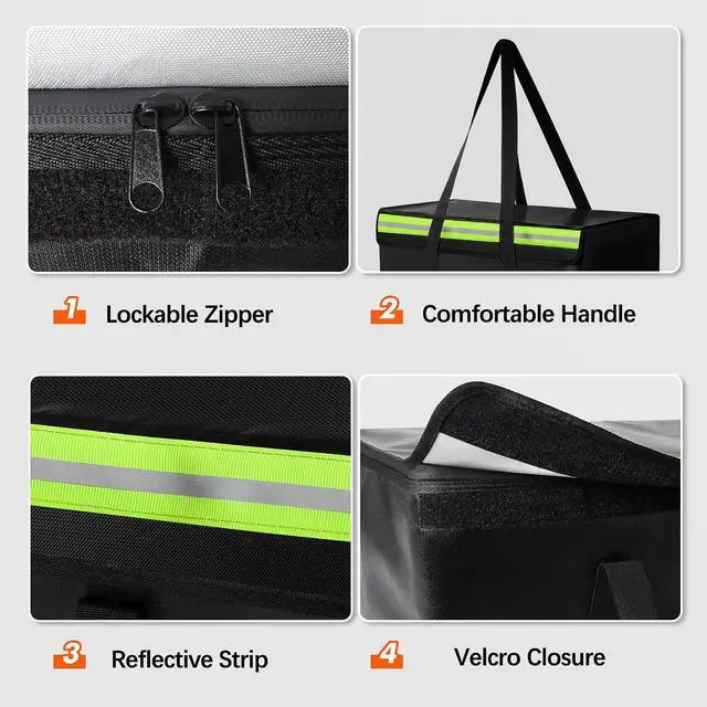Alt view image 5 of 6 - Large Fireproof Document Bag for Home Safe Storage, 24 x 12 x 12in, Black | 2000°F Fireproof document box, 4-layer fiberglass important document storage for photo, file and cash with reflective strip