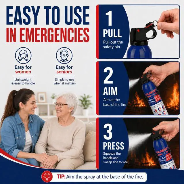 Alt view image 4 of 7 - ABC Fire Extinguisher for Home & Vehicle - Portable Dry Chemical Fire Extinguisher | Grease & Electrical Fire Extinguisher for Kitchen, Car, Easy for All Ages to Use (2-Pack, 1.32lb Each)