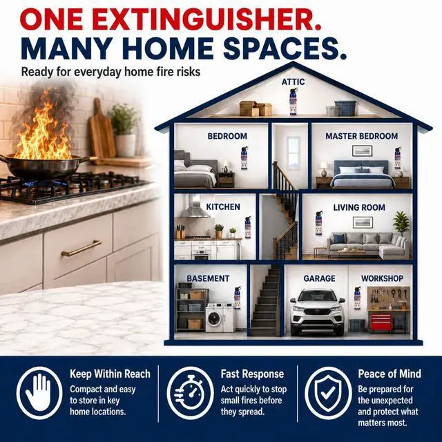 Alt view image 6 of 7 - ABC Fire Extinguisher for Home & Vehicle - Portable Dry Chemical Fire Extinguisher | Grease & Electrical Fire Extinguisher for Kitchen, Car, Easy for All Ages to Use (2-Pack, 1.32lb Each)