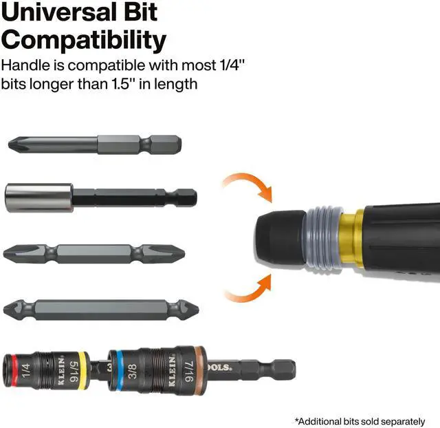 Alt view image 5 of 5 - 32960ARCHT Ratcheting Fastbit Tru-Grip Screwdriver, Ratcheting Ball-Style Handle with Quick-Release Collar, #2 Phillips and 6 mm Slotted Double-Ended Bit, 1/4-Inch Bit Compatible
