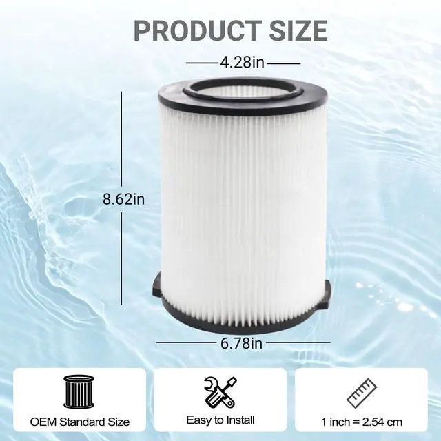 Alt view image 2 of 7 - Replacement for VF4000 Ridgid Shop Vac Filter, Standard H13 HEAP Filters | 1 Pack Rigid Shop Vac Filters, Compatible with Ridgid 5-20 Gallon Wet Dry Vacuums, Husky 6-9 Gallon Vacs & Craftsman Vacs