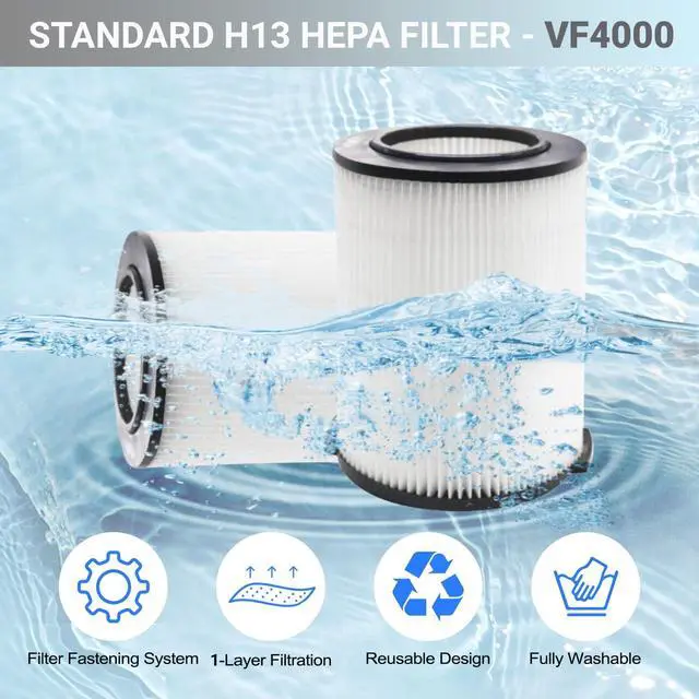 Alt view image 3 of 7 - Replacement for VF4000 Ridgid Shop Vac Filter, Standard H13 HEAP Filters | 1 Pack Rigid Shop Vac Filters, Compatible with Ridgid 5-20 Gallon Wet Dry Vacuums, Husky 6-9 Gallon Vacs & Craftsman Vacs