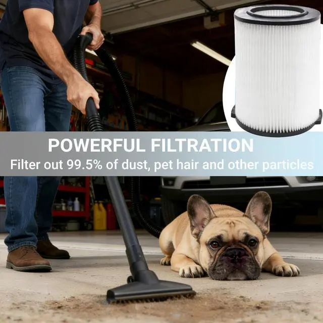 Alt view image 7 of 7 - Replacement for VF4000 Ridgid Shop Vac Filter, Standard H13 HEAP Filters | 1 Pack Rigid Shop Vac Filters, Compatible with Ridgid 5-20 Gallon Wet Dry Vacuums, Husky 6-9 Gallon Vacs & Craftsman Vacs