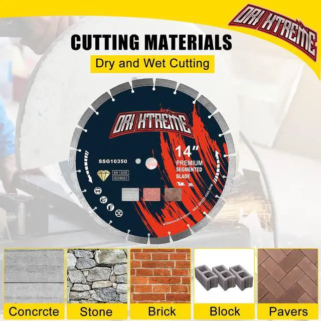 Alt view image 4 of 6 - 14 Inch Diamond Saw Blade, General Purpose Segmented Blade | Dry/Wet Cutting Concrete, Reinforced Concrete, Masonry, Brick, Block, 1"-20mm Arbor