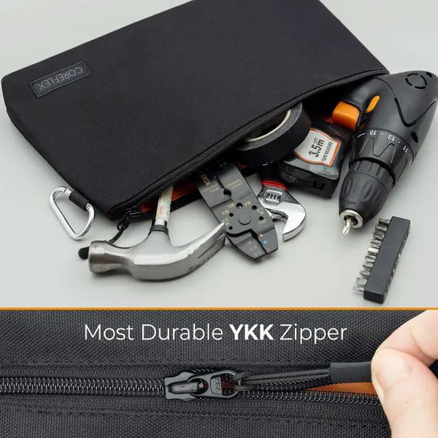 Alt view image 6 of 7 - Premium Tool Pouch Zipper Bag, Small Tool Bag, Multipurpose Storage pouch, Heavy duty Flat Bottom Tool bag with YKK Zipper (6 pack Large 12inch)