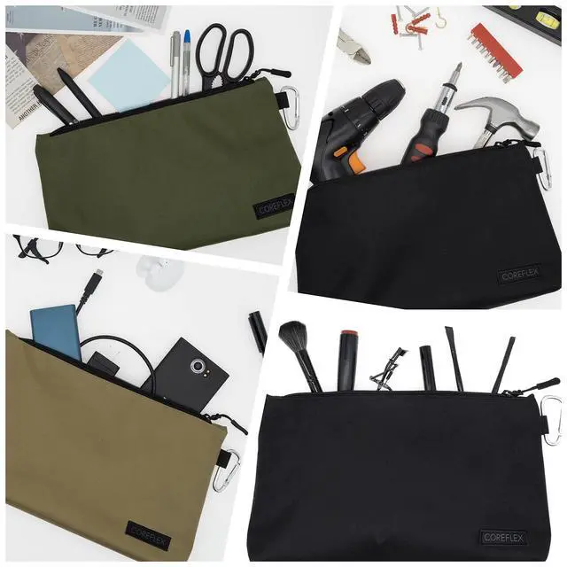 Alt view image 7 of 7 - Premium Tool Pouch Zipper Bag, Small Tool Bag, Multipurpose Storage pouch, Heavy duty Flat Bottom Tool bag with YKK Zipper (6 pack Large 12inch)