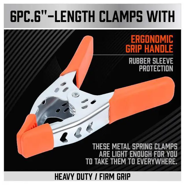 Alt view image 2 of 5 - 6-Piece 6" inch Spring Clamp, Heavy Duty Spring Metal Spring Clamps, 2.5"-inch Jaw opening (6-Piece)