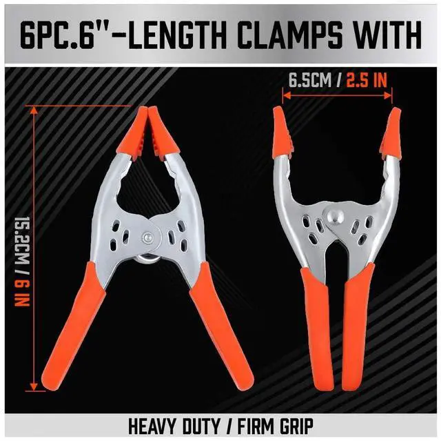 Alt view image 3 of 5 - 6-Piece 6" inch Spring Clamp, Heavy Duty Spring Metal Spring Clamps, 2.5"-inch Jaw opening (6-Piece)