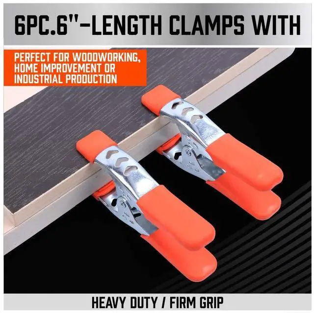 Alt view image 5 of 5 - 6-Piece 6" inch Spring Clamp, Heavy Duty Spring Metal Spring Clamps, 2.5"-inch Jaw opening (6-Piece)