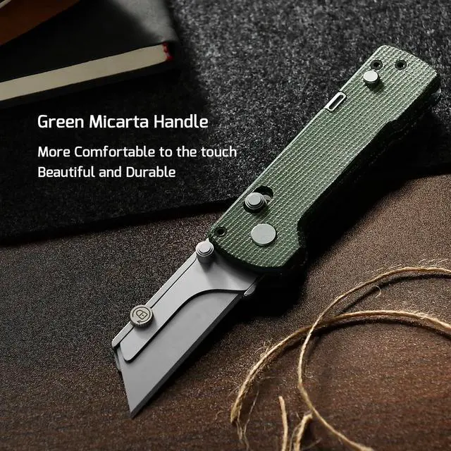 Alt view image 3 of 7 - U1 Pro Multitool Folding Utility Knife with Folding Screwdriver | Quick Change Blade EDC Utility Knife with Secure Rail Lock & Pocket Clip for Men & Women (Green Micarta)