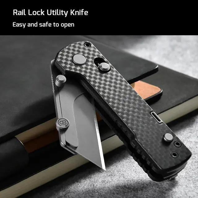 Alt view image 5 of 7 - U1 Pro Multitool Folding Utility Knife with Folding Screwdriver | Quick Change Blade EDC Utility Knife with Secure Rail Lock & Pocket Clip for Men & Women (Green Micarta)
