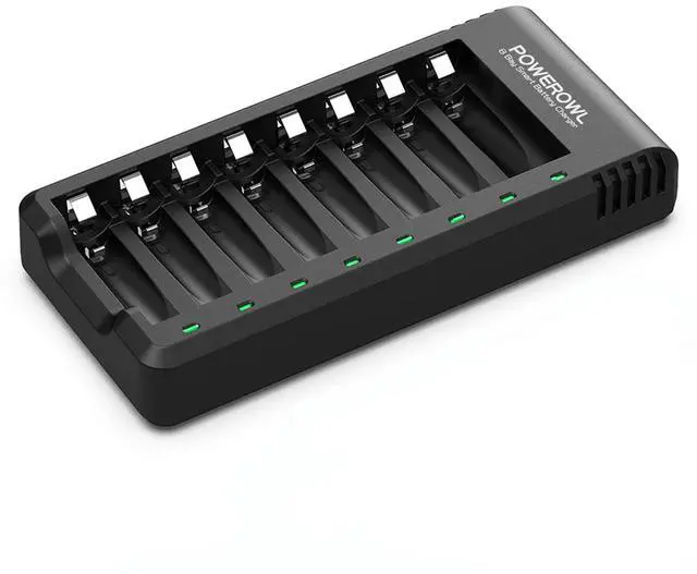 Main image of 8 Bay AA AAA Battery Charger, USB High-Speed Charging, Independent Slot, for Ni-MH Rechargeable Batteries, No Adapter