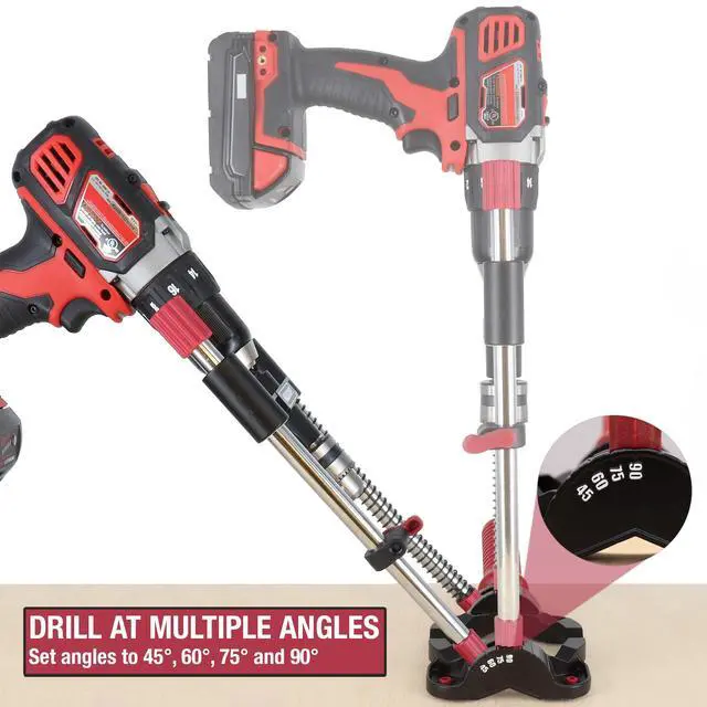 Alt view image 3 of 7 - 1318 DrillMate Portable Drillling Guide Precision Drilling Jig Attachment for Drilling Angled or Straight Holes, Adjustable Drill Guide Attachment, Portable Drill Press with 3/8 Chuck