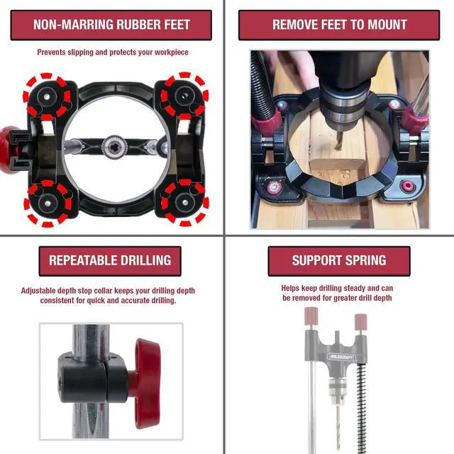 Alt view image 7 of 7 - 1318 DrillMate Portable Drillling Guide Precision Drilling Jig Attachment for Drilling Angled or Straight Holes, Adjustable Drill Guide Attachment, Portable Drill Press with 3/8 Chuck