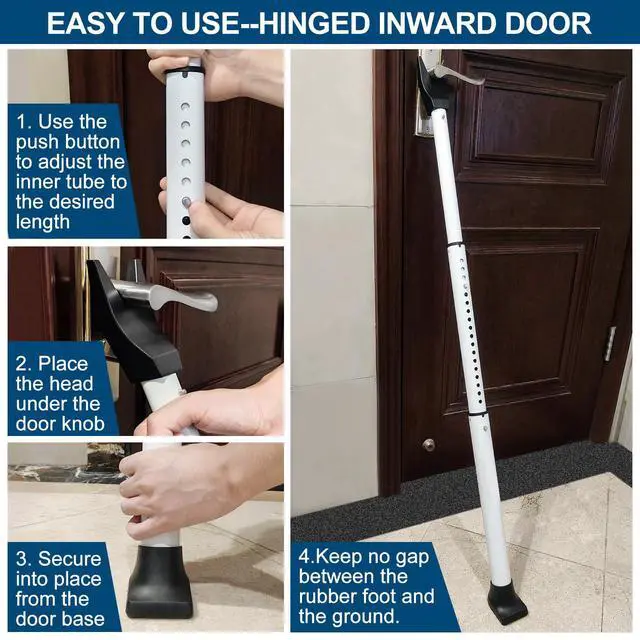 Alt view image 6 of 7 - 2 Pack Door Security Bar, Heavy Duty Patio Door Lock,White | Locking Security Bar for Door, Adjustable Home Security Barricade for Apartment, Hotel Room and Screen Door
