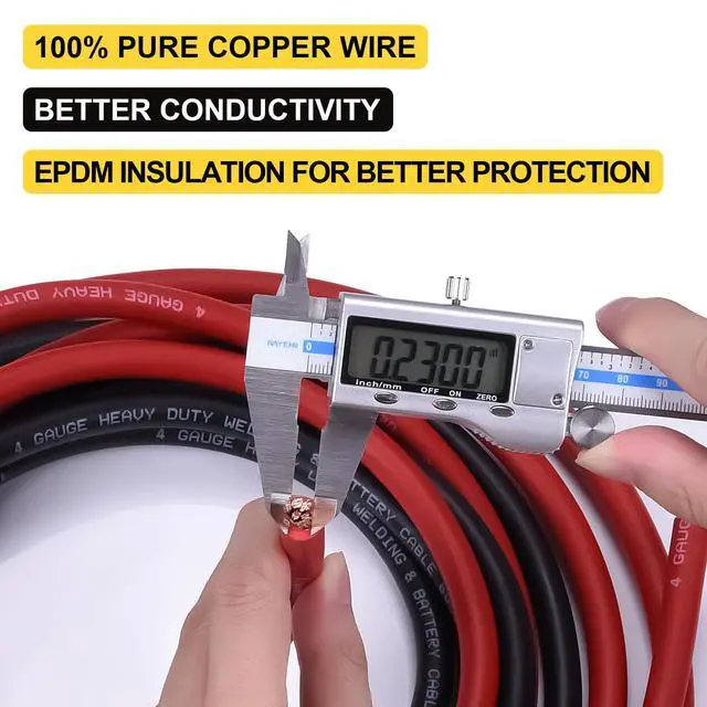 Alt view image 3 of 6 - 4 Gauge Battery Cable, 10FT Red + 10FT Black 4 AWG Pure Copper Wire Welding Cable, for Automotive, Battery, Solar and Generator, Standard USA OFC Wire