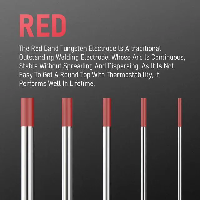 Alt view image 2 of 7 - TIG Welding Tungsten Electrode Red Tip | 10-pk 3/32" x 7" Red WT20/EWTh-2