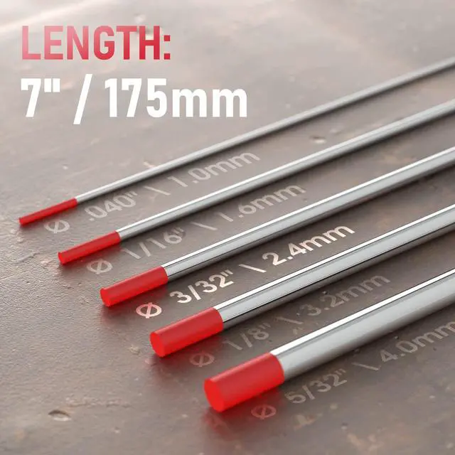 Alt view image 3 of 7 - TIG Welding Tungsten Electrode Red Tip | 10-pk 3/32" x 7" Red WT20/EWTh-2