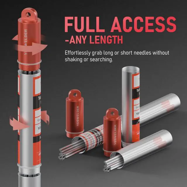 Alt view image 5 of 7 - TIG Welding Tungsten Electrode Red Tip | 10-pk 3/32" x 7" Red WT20/EWTh-2