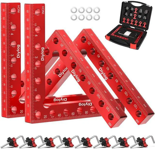 Main image of Corner Clamp for Woodworking, 90 Degree Corner Clamp, 4 Pack 5.5"x 5.5" Aluminum Alloy Right Angle Woodworking Tools, Positioning Squares for Picture Frame, Box, Cabinets, Drawers