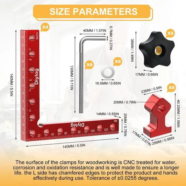 Alt view image 2 of 6 - Corner Clamp for Woodworking, 90 Degree Corner Clamp, 4 Pack 5.5"x 5.5" Aluminum Alloy Right Angle Woodworking Tools, Positioning Squares for Picture Frame, Box, Cabinets, Drawers
