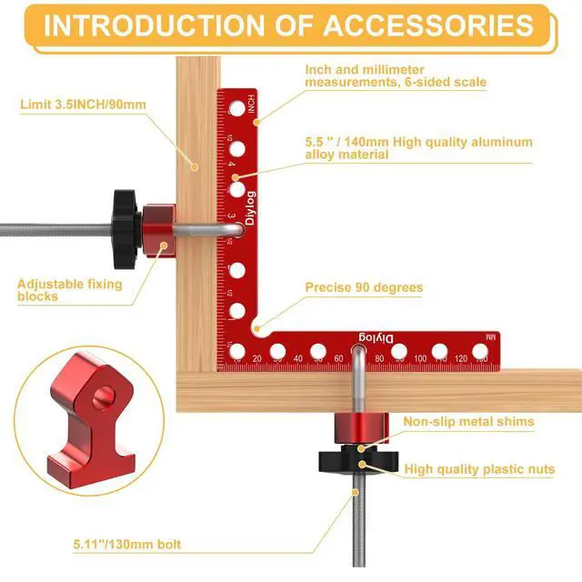 Alt view image 4 of 6 - Corner Clamp for Woodworking, 90 Degree Corner Clamp, 4 Pack 5.5"x 5.5" Aluminum Alloy Right Angle Woodworking Tools, Positioning Squares for Picture Frame, Box, Cabinets, Drawers