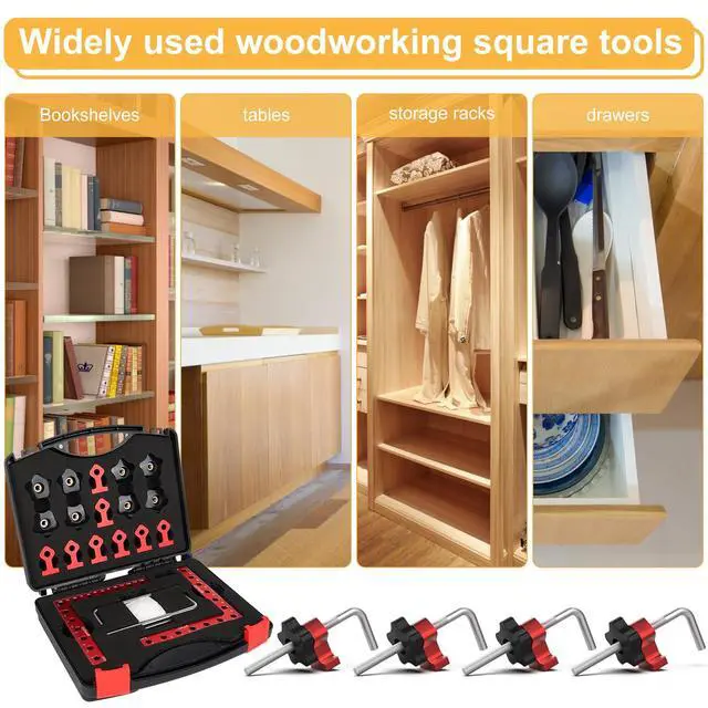 Alt view image 5 of 6 - Corner Clamp for Woodworking, 90 Degree Corner Clamp, 4 Pack 5.5"x 5.5" Aluminum Alloy Right Angle Woodworking Tools, Positioning Squares for Picture Frame, Box, Cabinets, Drawers