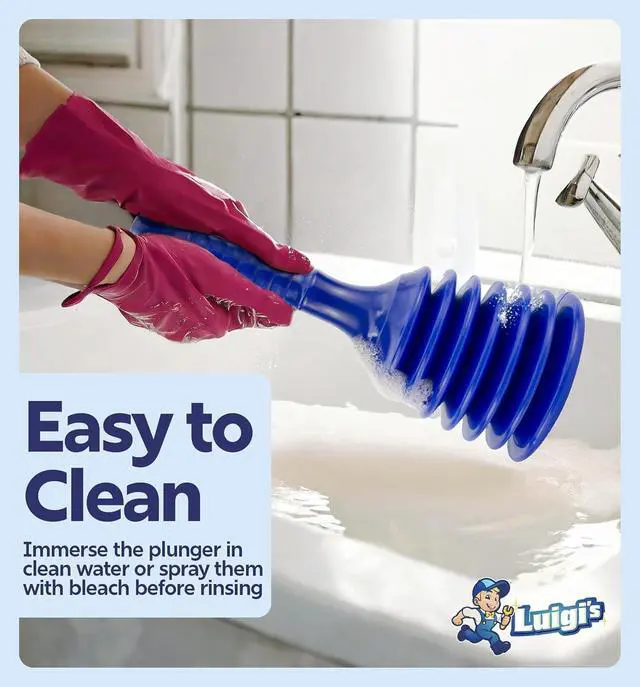 Alt view image 5 of 7 - Sink Plunger Kitchen - Sink Plunger Bathroom - Drain Bathtub or Shower - Small and Powerful Clog Remover - Commercial Style "Plumbers Plungers" with Large Bellows - Blue - Small