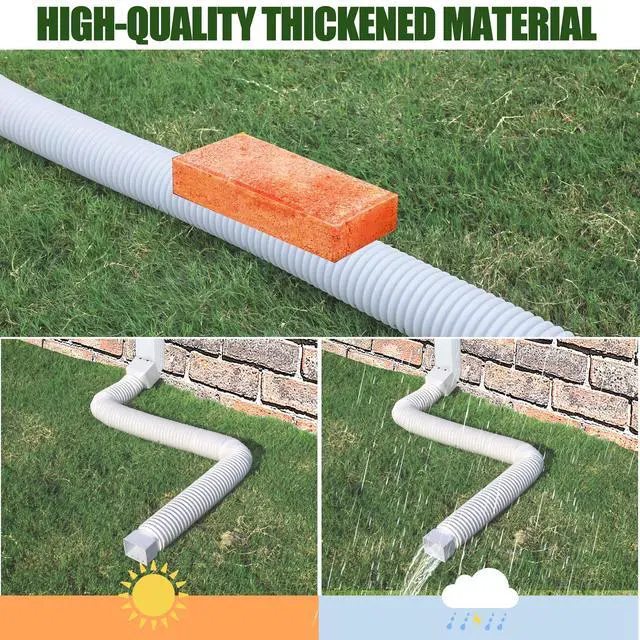 Alt view image 2 of 7 - 2 Pack Rain Gutter Downspout Extensions, Upgraded Flexible Drain Down Spout Extender for Rain Water Drainage, Each Extendable from 20" to 66", Combine to 10 ft with Connector(White)