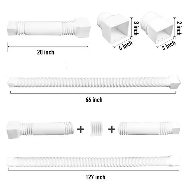Alt view image 4 of 7 - 2 Pack Rain Gutter Downspout Extensions, Upgraded Flexible Drain Down Spout Extender for Rain Water Drainage, Each Extendable from 20" to 66", Combine to 10 ft with Connector(White)