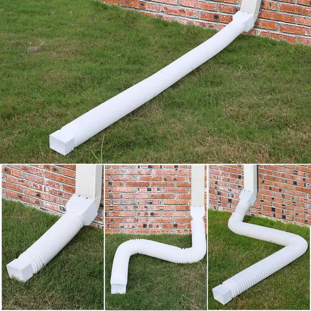 Alt view image 7 of 7 - 2 Pack Rain Gutter Downspout Extensions, Upgraded Flexible Drain Down Spout Extender for Rain Water Drainage, Each Extendable from 20" to 66", Combine to 10 ft with Connector(White)