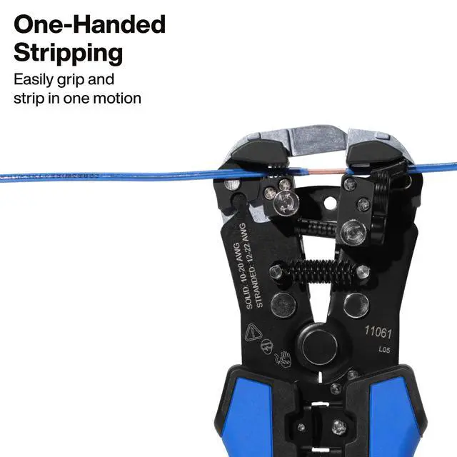 Alt view image 3 of 5 - 11061 Self-Adjusting Stripper / Cutter, Heavy Duty, for 10-20 AWG Solid, 12-22 AWG Stranded, and Romex Wire 12/2 and 14/3