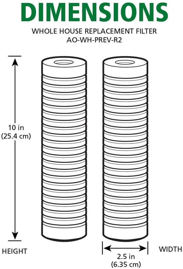 Alt view image 5 of 7 - 2.5"x10" 5-Micron Universal Sediment Filter | AO-WH-PREV-R2 | NSF Certified | Fits AO-WH-PREV or AO-WH-PRE Whole House Filtration Systems | Last 6 Months Each | 2-Pack