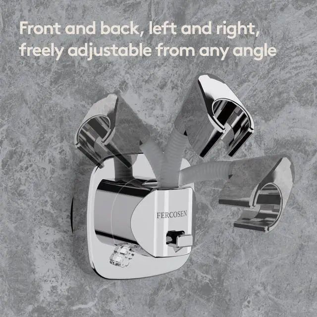 Alt view image 2 of 7 - Shower Head Holder with Suction | 360° Swivel | Silver | Tool-free install in seconds, 360° swivel head, 10kg built-in storage hook, removable, rust-resistant, strong suction grip