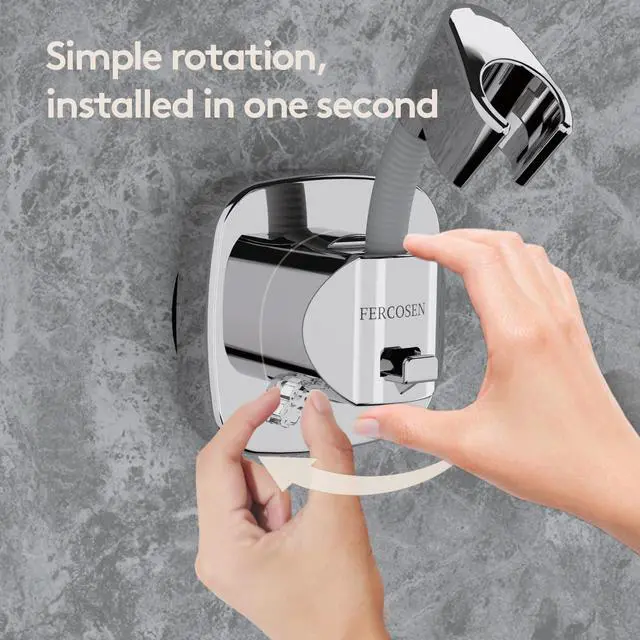 Alt view image 4 of 7 - Shower Head Holder with Suction | 360° Swivel | Silver | Tool-free install in seconds, 360° swivel head, 10kg built-in storage hook, removable, rust-resistant, strong suction grip