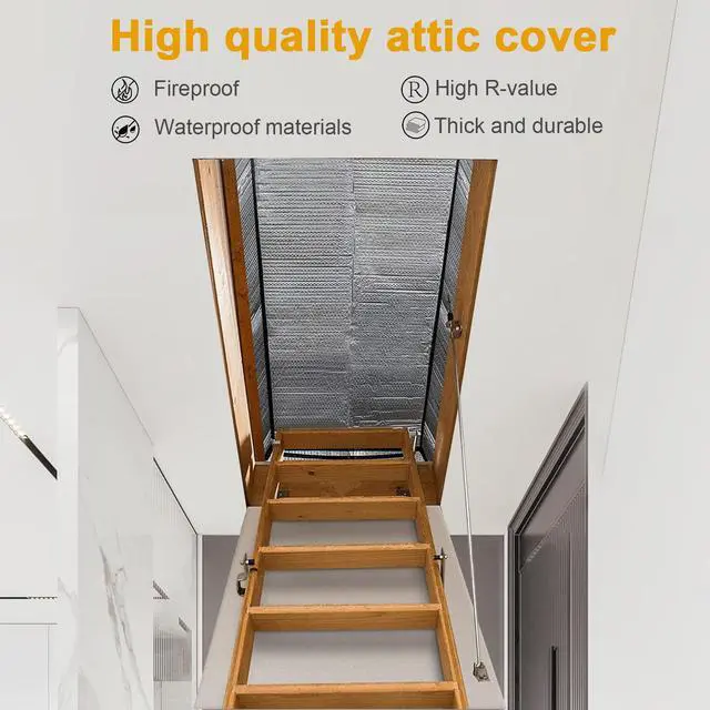 Alt view image 4 of 6 - Attic Door Insulation Cover, Attic Tent 25 x 54 x 11 in | Energy-saving attic stairway door ladder insulator with zipper