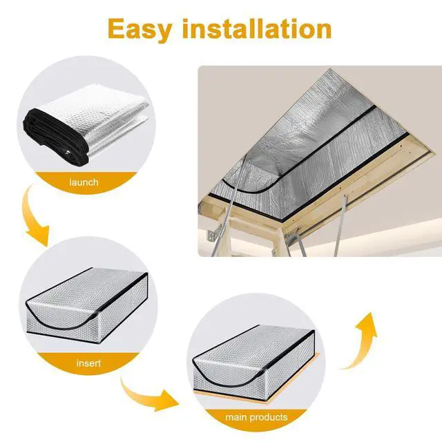 Alt view image 5 of 6 - Attic Door Insulation Cover, Attic Tent 25 x 54 x 11 in | Energy-saving attic stairway door ladder insulator with zipper