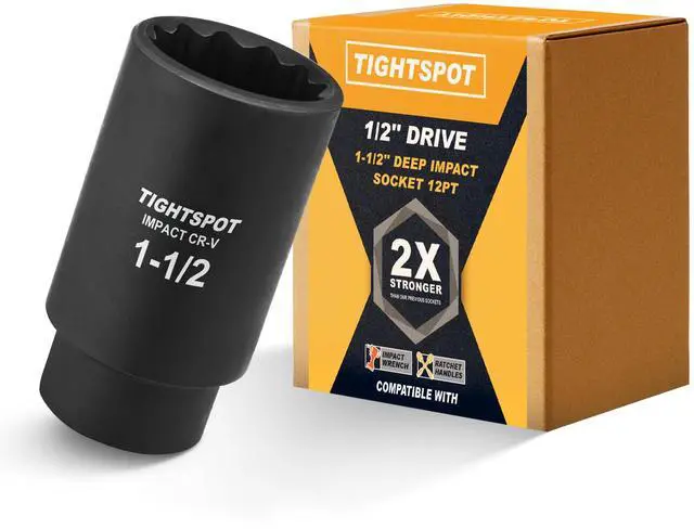 Main image of 1/2" Drive 1-1/2 Inch Deep Impact Socket, 12-Point, CRV Steel