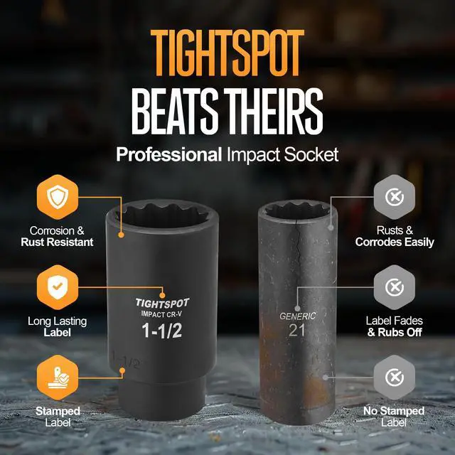 Alt view image 3 of 4 - 1/2" Drive 1-1/2 Inch Deep Impact Socket, 12-Point, CRV Steel