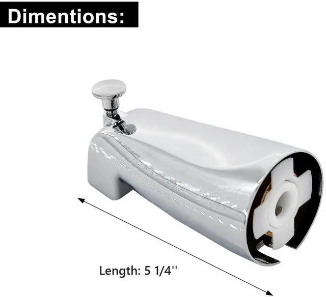 Alt view image 6 of 6 - Slip Fit Tub Spout with Pull-Up Diverter for 1/2 in Copper Tube | Chrome, Solid Metal, Slip-on, Smooth Divert for Bathtub and ShowerNo Solder Install, Screw on to Tight, Bathroom upgrades