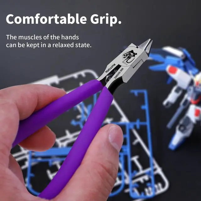 Alt view image 3 of 7 - Model Nippers for Beginners, 4.7" Single Blade Nipper for Gunpla | Ultra-Thin CRV Single-Edge Gundam Model Tools, Precise Sprue Cutter, Non-Slip Grip, for Plastic Model Kits Repair and Fix