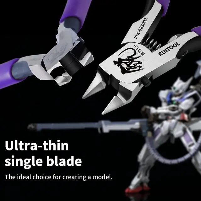 Alt view image 4 of 7 - Model Nippers for Beginners, 4.7" Single Blade Nipper for Gunpla | Ultra-Thin CRV Single-Edge Gundam Model Tools, Precise Sprue Cutter, Non-Slip Grip, for Plastic Model Kits Repair and Fix