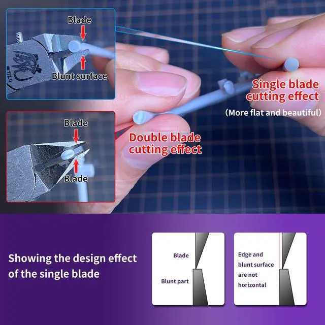 Alt view image 6 of 7 - Model Nippers for Beginners, 4.7" Single Blade Nipper for Gunpla | Ultra-Thin CRV Single-Edge Gundam Model Tools, Precise Sprue Cutter, Non-Slip Grip, for Plastic Model Kits Repair and Fix