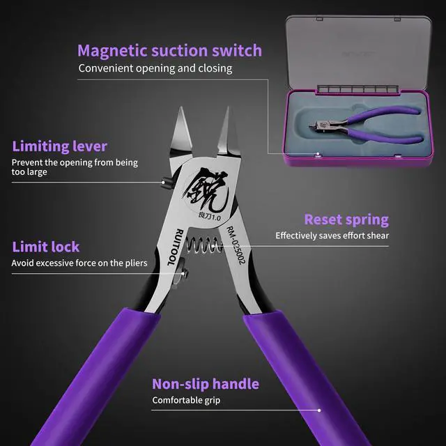 Alt view image 5 of 7 - Model Nippers for Beginners, 4.7" Single Blade Nipper for Gunpla | Ultra-Thin CRV Single-Edge Gundam Model Tools, Precise Sprue Cutter, Non-Slip Grip, for Plastic Model Kits Repair and Fix