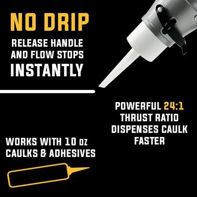 Alt view image 6 of 7 - PRO Compact 24:1 Caulking Gun - No Drip Caulk Gun - Patent Design - Lightweight Aluminum Frame - Works with all 10 oz Tubes (PRO)
