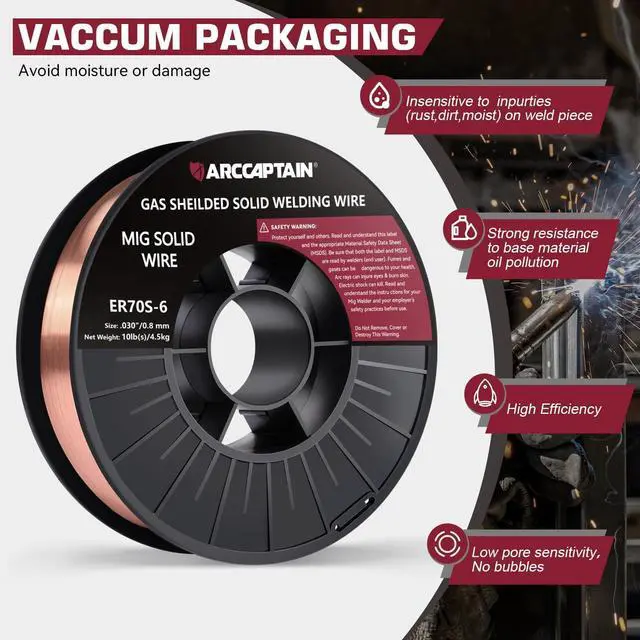 Alt view image 4 of 7 - MIG Welding Wire ER70S-6.030" 10LB x 1 | Smooth Wire Feeding, Stable Arc, Low Spatter & Clean Weld Beads for Mild Steel Fabrication