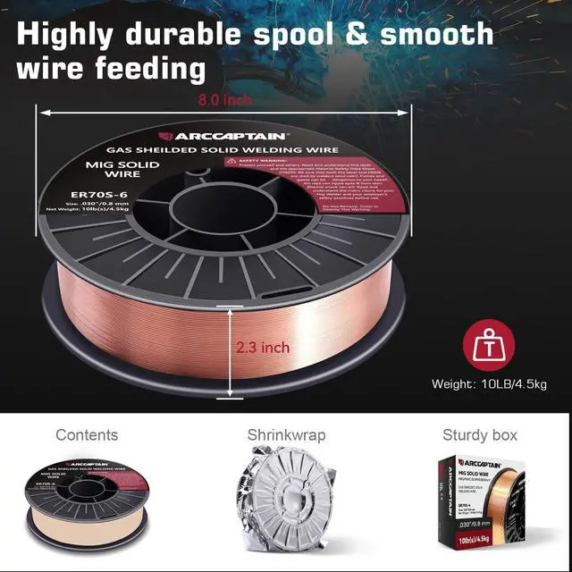Alt view image 5 of 7 - MIG Welding Wire ER70S-6.030" 10LB x 1 | Smooth Wire Feeding, Stable Arc, Low Spatter & Clean Weld Beads for Mild Steel Fabrication