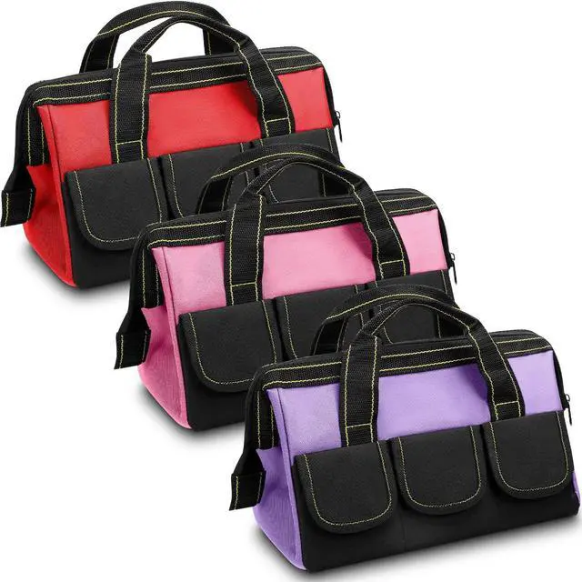 Main image of 3 Pack 13 Inch Tool Bags, Classic, Red, Pink, Light Purple