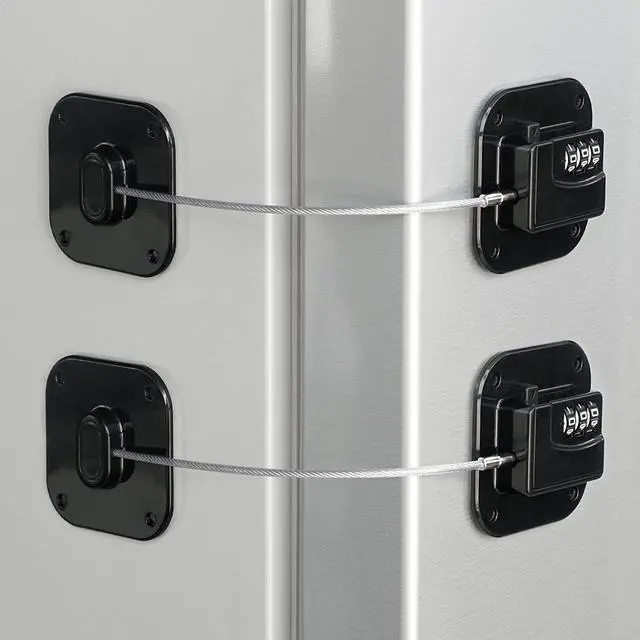 Main image of Refrigerator Lock, Heavy Duty Fridge Lock, Combination Lock for Refrigerator Cabinets, Drawers, Safety, Easy Install No Keys Needed (Black-2Pack)
